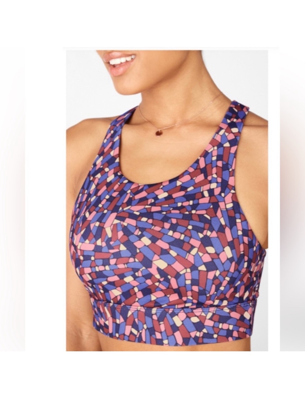 Fabletics Ella High Impact Sports Bra in Navy Crystalline MultiColor EUC XL